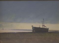 Peter Kelly (1931-), oil on canvas, 'The Fishing Boat', initialled, Catto Gallery label verso, 14