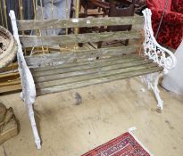 A Coalbrookdale design cast iron and slatted wood garden bench, length 130cm, depth 50cm, height