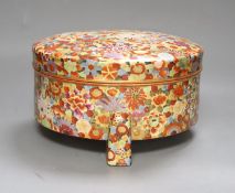 A Large Japanese Satsuma millefleur bowl and cover. 26cm