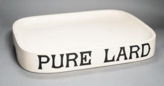 A Pure Lard earthenware container, black printed mark ‘Parnall and Sons Ltd, Avery House,