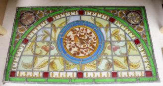 Late Victorian stained glass panel. 50x85cm