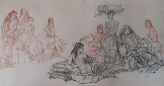 William Russell Flint, limited edition print, Models in a studio, signed in pencil, 38 x 70cm