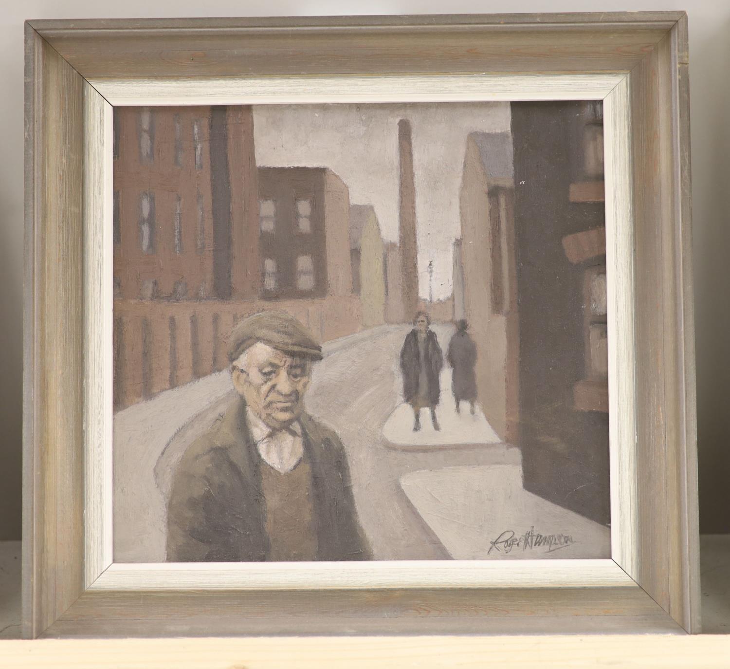 § Roger Hanier Hampson (1925-1996), oil on board, 'Marsh Fold Lane, Bolton', signed, Tib Lane - Image 2 of 2