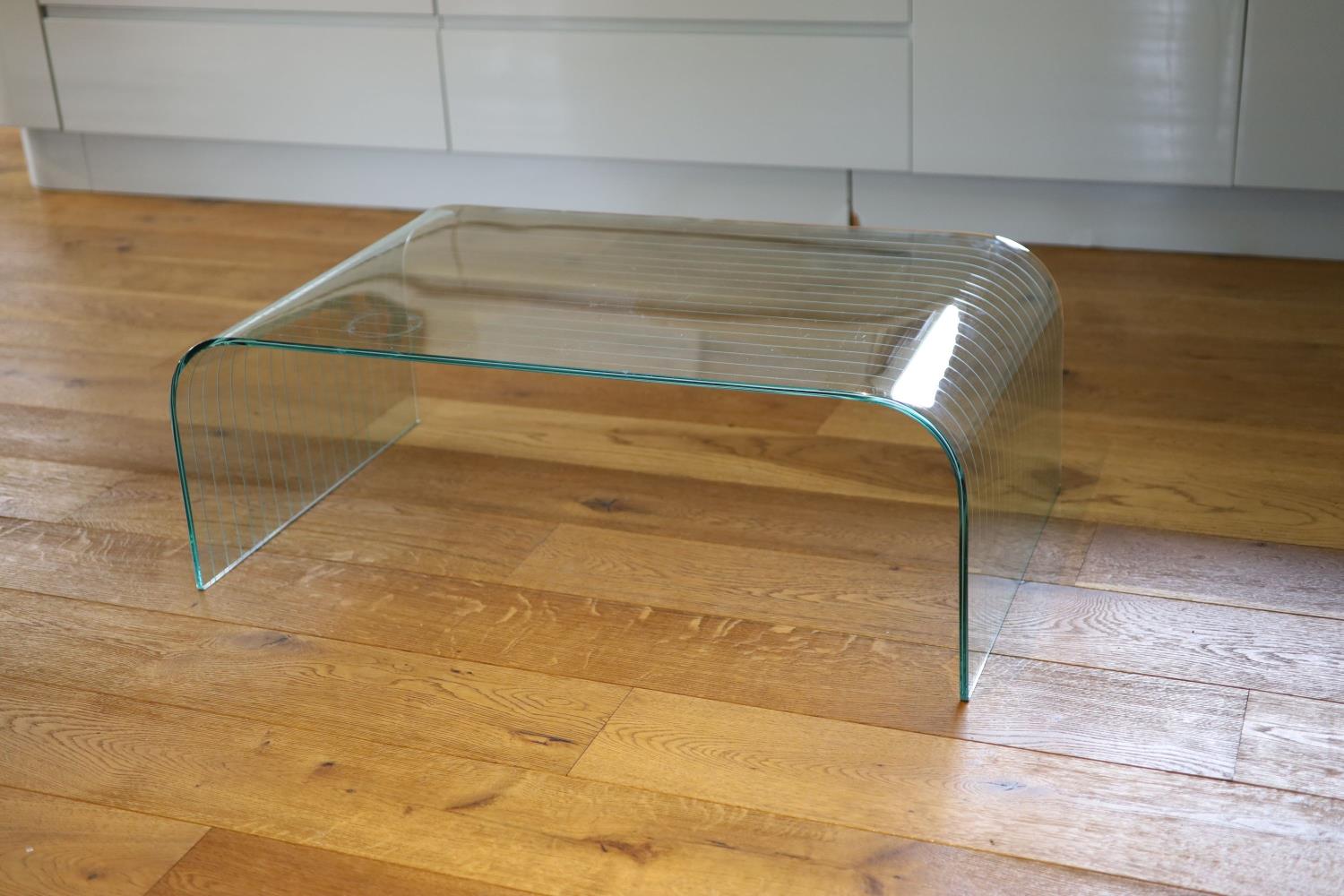 A ribbed glass waterfall coffee table, width 101cm depth 60cm height 36cm - Image 2 of 4