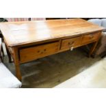 A 19th century French cherrywood six drawer serving table, length 200cm, depth 79cm, height 84cm