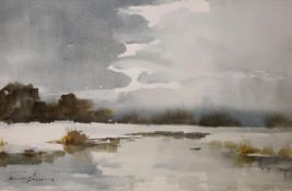 Edward Wesson (1910-1983), watercolour, Marsh landscape, signed, 32 x 49cm