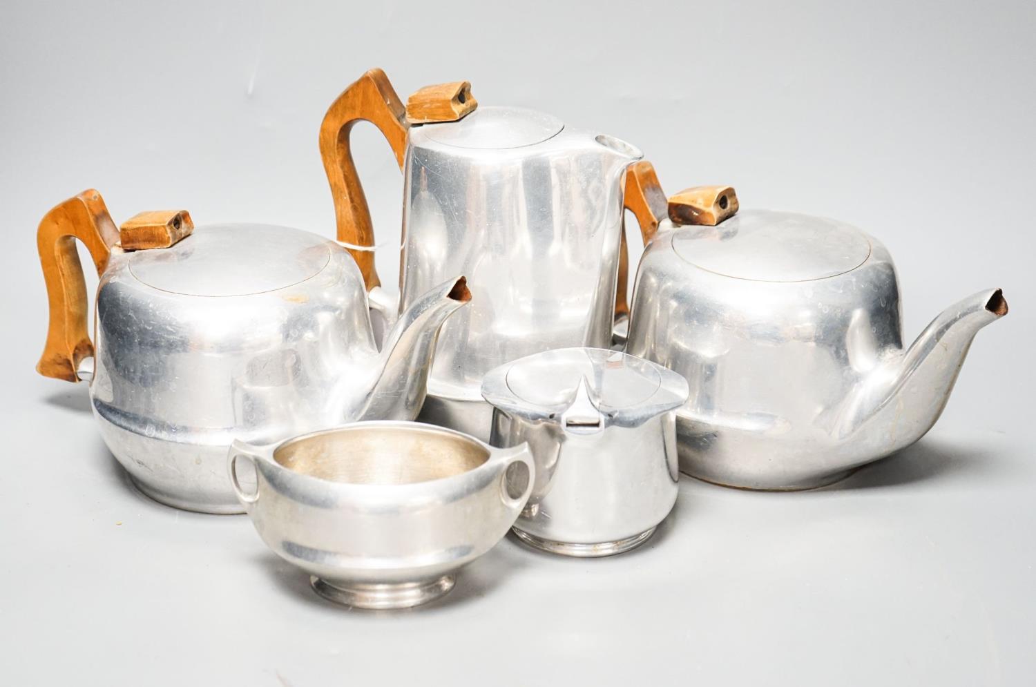 A Picquot ware aluminium 5-piece tea set