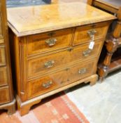 A reproduction 18th century style banded walnut chest of drawers, width 92cm, depth 47cm, height