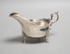 A George III provincial silver sauceboat by John Langlands, Newcastle, 1774, length 15.8cm,111