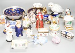 Royal Worcester and other ceramic ornaments including nun candle extinguisher, three Royal Crown