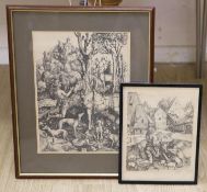 After Albrecht Durer, two photolithographs, 'The Prodigal Son' and 'Saint Eustace', 28 x 22cm and 36