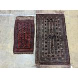 A Belouch rug and an Afghan mat, larger 140 x 85cm