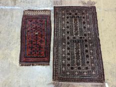 A Belouch rug and an Afghan mat, larger 140 x 85cm