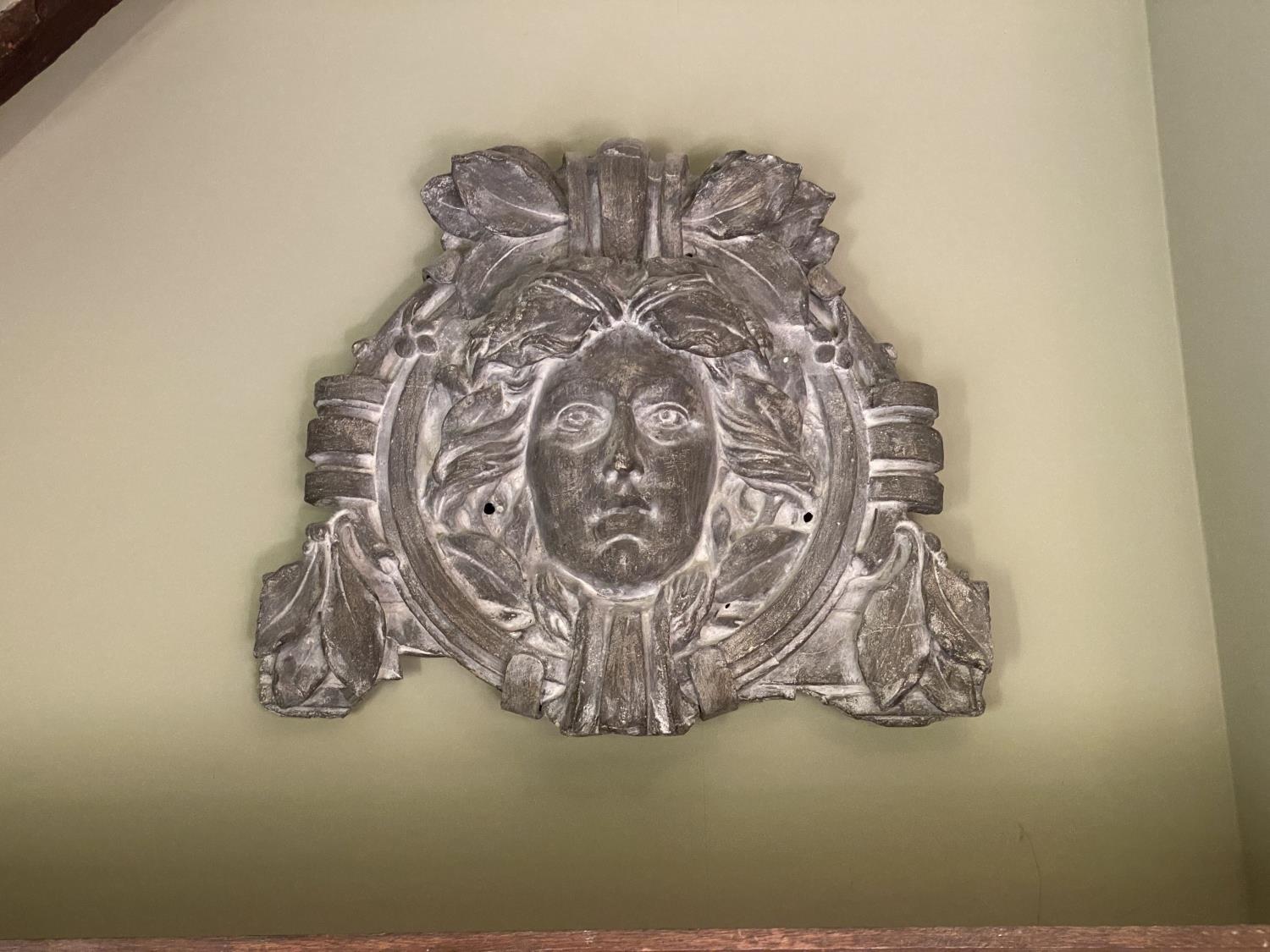 A pair of grey painted composition wall masks, width 80cm height 88cm - Image 2 of 3
