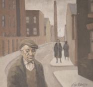 § Roger Hanier Hampson (1925-1996), oil on board, 'Marsh Fold Lane, Bolton', signed, Tib Lane