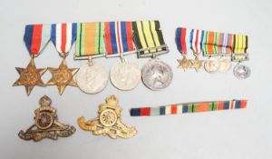 WWII medals group of five including a QEII Africa GSM with Kenya clasp and miniatures