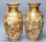 A pair of large Japanese Satsuma baluster vases, height 39cm