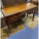 A Victorian mahogany kneehole dressing table, length 118cm, depth 48cm, height 76cm