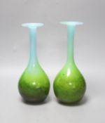 John Orwar Lake for Ekenas, a pair of Swedish glass vases, signed. 26.5cm