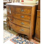 A Regency mahogany bow front chest of drawers, width 106cm, depth 59cm, height 107cm