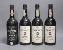 4 bottles of port, 3 bottles of 1975 Warres and one Dows 1975 port