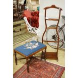 A late Victorian mahogany dressing stool and a modern dumb valet