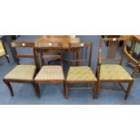 A Regency mahogany elbow chair and three others