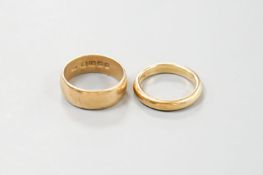 Two 18ct gold wedding bands,11.5 grams.