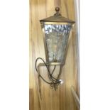 A Victorian style copper carriage type wall lantern, height 84cm