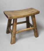 A small elm top stool 26cm