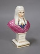 Hey Staffordshire earthenware portrait bust of Lord Brougham, c.1832, (restored) 14.5cm