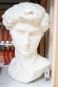 After Michelangelo large white painted composition portrait bust, 'David' 60cm