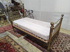 A Victorian style brass effect single bed frame with Relyon Barnet mattress, width 90cm, length