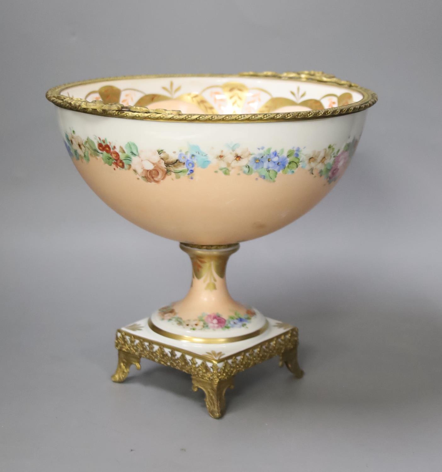 A Limoges hand painted porcelain and gilt metal centrepiece. 20.5cm - Image 2 of 4