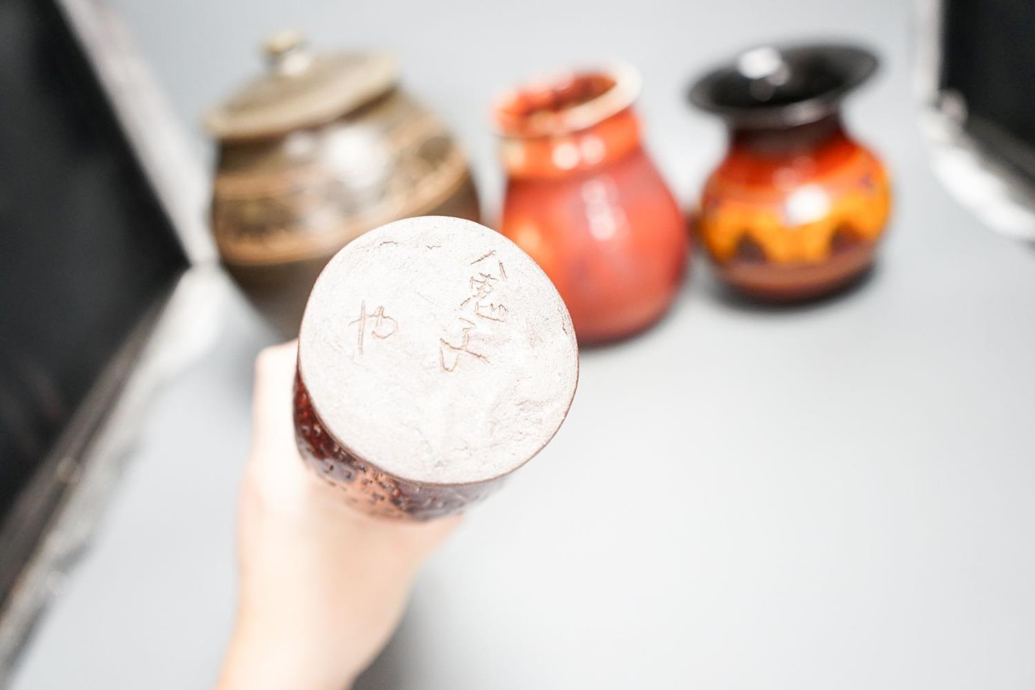 A group of studio pottery including a jar and cover, probably Norah Braden, 25 cm - Image 5 of 6