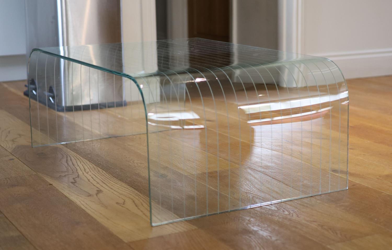 A ribbed glass waterfall coffee table, width 101cm depth 60cm height 36cm - Image 4 of 4