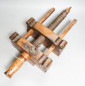 A 19th century beech weaver’s clamp, stamped Baron and Hogarth, 56cm