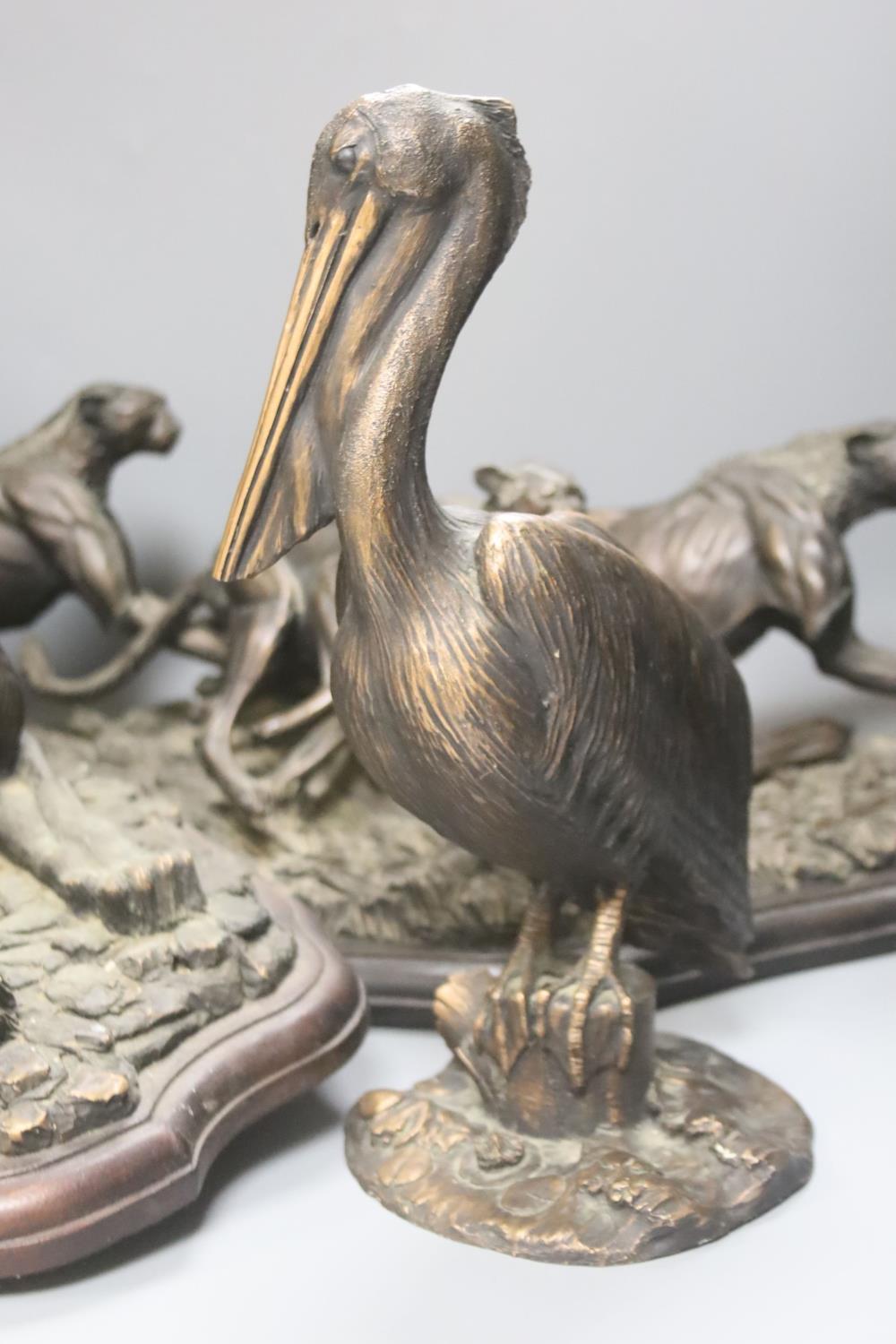 Tim Nicklin, three bronzed resin models of animals, Four cheetahs, 6/10, Pelican, 5/20 and - Image 2 of 3