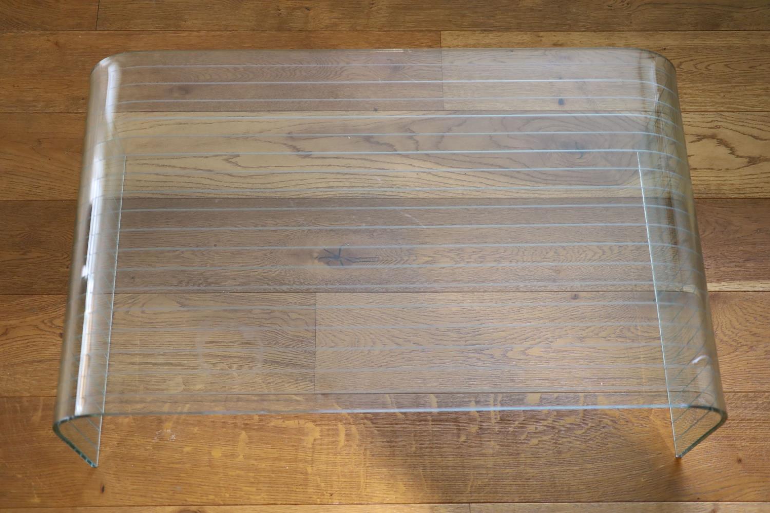 A ribbed glass waterfall coffee table, width 101cm depth 60cm height 36cm - Image 3 of 4