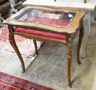 A reproduction gilt metal mounted kingwood vitrine, width 76cm, depth 48cm, height 76cm