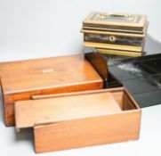 A Victorian cash tin and various wooden boxes largest - 28x19.50cm