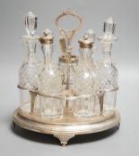 A George III silver oval cruet stand, Henry Nutting, London, 1805, height 25cm, 17.5oz, with six