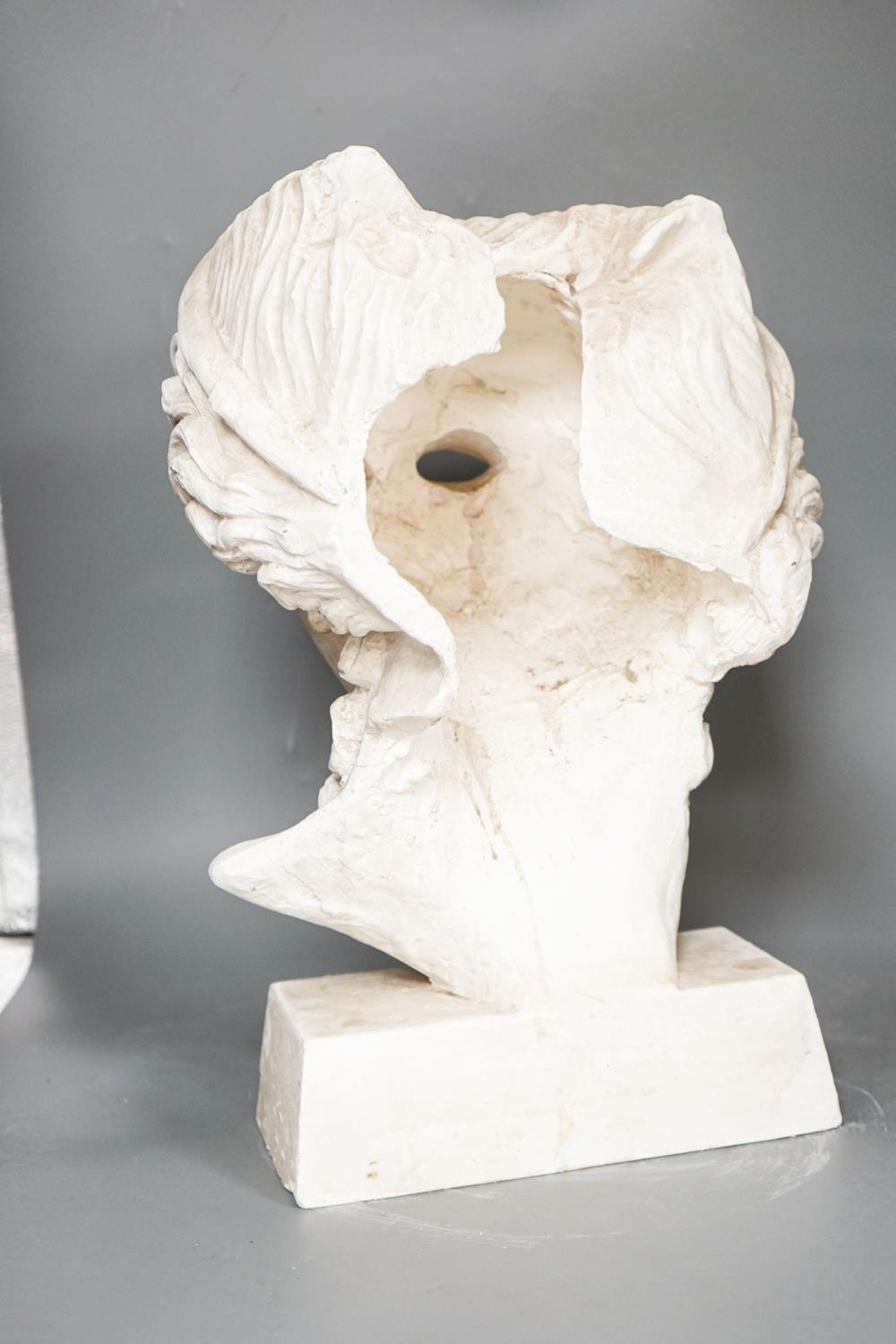 After the antique, a large plaster of Paris bust 45cm - Image 3 of 4
