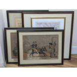 George Vernon Stokes (1873-1954), coloured etching, ‘’Springer Spaniels spying grouse’’, signed,
