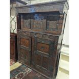 A 17th century and later oak court cupboard, width 129cm, depth 50cm, height 180cm