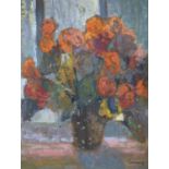 John Livesey (1926-1990), oil on board, Still life of flowers in a vase, signed, 40 x 31cm