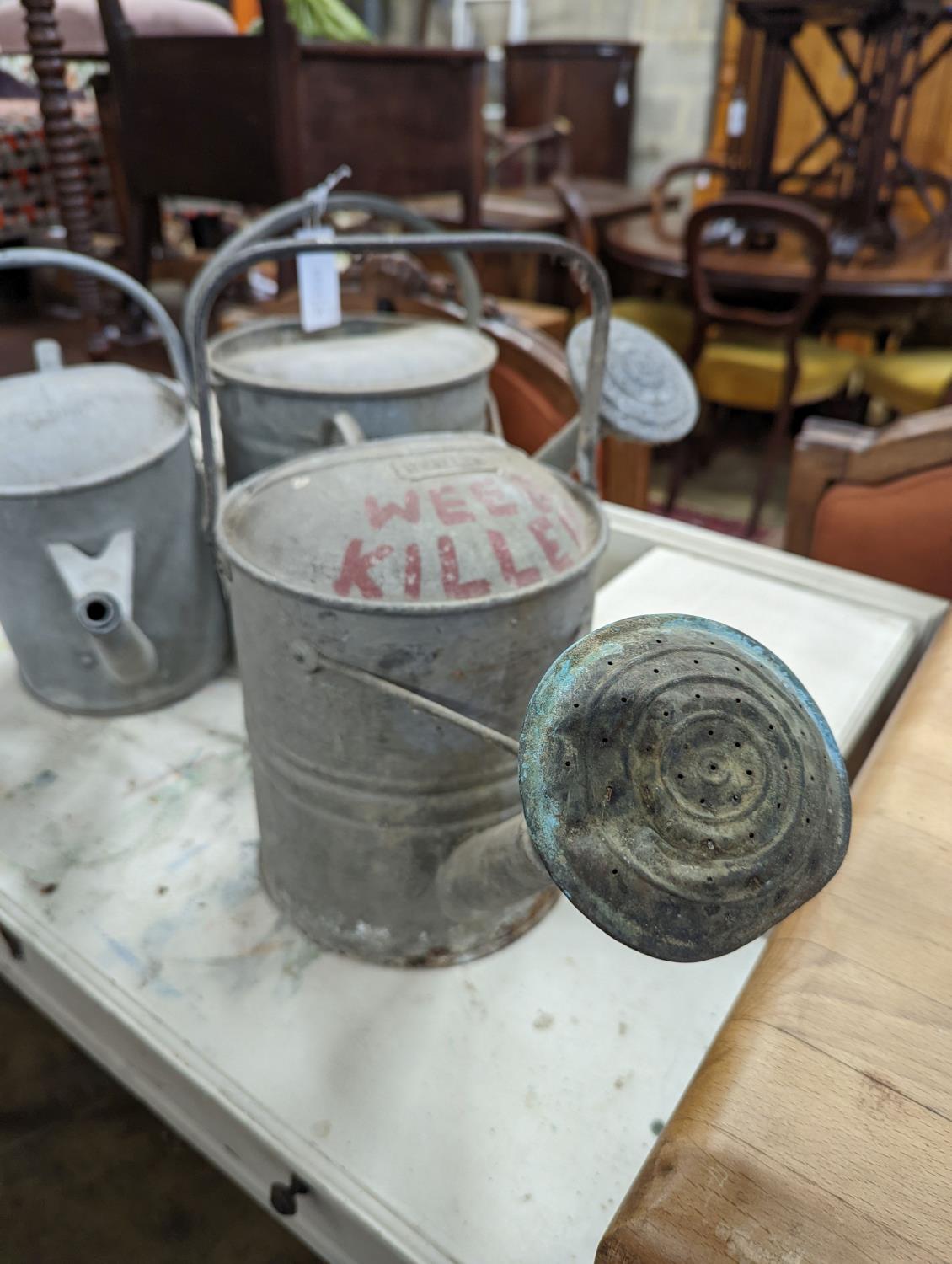Three vintage galvanized watering cans - Image 2 of 4