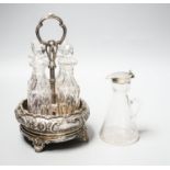 A late Victorian silver circular four division cruet stand, William Evans, London, 1884, height 20.