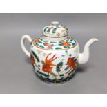 A Chinese ‘goldfish’ enamelled porcelain teapot and cover, 14cm
