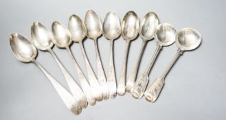 Eight assorted mainly 18th century silver table spoons including Irish, various date and makers(a.